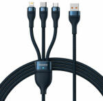 Baseus Flash Series 3 az 1-ben USB-kábel, USB-C + micro USB + Lightning, 100W, 1.2m (kék) (CASS030003)
