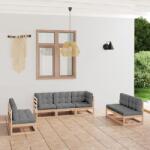 vidaXL Set mobilier de grădină, 7 piese, cu perne, lemn masiv de pin (3076469) - maryon