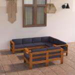 vidaXL Set mobilier grădină perne gri închis, 8 piese, lemn acacia (3057958) - maryon