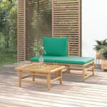 vidaXL Set mobilier de grădină cu perne verzi, 3 piese, bambus (362290) - maryon