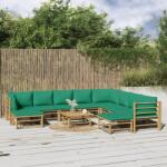 vidaXL Set mobilier de grădină cu perne verzi, 11 piese, bambus (3155161) - maryon