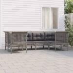 vidaXL Set mobilier de grădină cu perne, 6 piese, gri, poliratan (3187563) - maryon