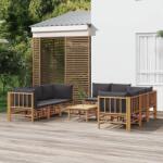 vidaXL Set mobilier de grădină cu perne gri închis, 9 piese, bambus (3155219) - maryon