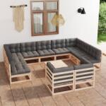 vidaXL Set mobilier de grădină cu perne, 12 piese, lemn masiv de pin (3077269) - maryon