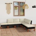vidaXL Set mobilier de grădină cu perne, 6 piese, negru, poliratan (3059735) - maryon