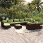 vidaXL Set mobilier de grădină cu perne, 11 piese, maro, poliratan (3102692) - maryon