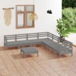 vidaXL Set mobilier de grădină, 8 piese, gri, lemn masiv de pin (3083101) - maryon