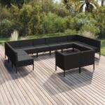 vidaXL Set mobilier de grădină cu perne, 12 piese, negru, poliratan (3094625) - maryon