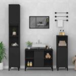 vidaXL Set mobilier de baie, 3 piese, negru, lemn compozit (3185622)