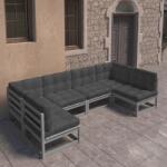vidaXL Set mobilier de grădină cu perne 6 piese gri lemn masiv de pin (3077176) - maryon