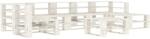 vidaXL Set mobilier de grădină din paleți, 8 piese, alb, lemn (3052179) - maryon