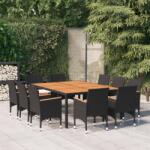 vidaXL Set mobilier de grădină, 11 piese, negru, poliratan (3058570) - maryon