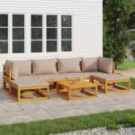 vidaXL Set mobilier de grădină cu perne gri taupe, 7 piese, lemn masiv (3155266) - maryon