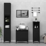 vidaXL Set mobilier de baie, 3 piese, negru, lemn compozit (3185590)