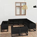 vidaXL Set mobilier grădină cu perne, 11 piese, negru, lemn masiv pin (3076998) - maryon