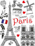  Párizs gyerekszemmel - Párizsi anzix szines grafikus falmatrica (F1039)