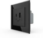 LIVOLO Priza USB-A + USB-C cu Rama Din Sticla LIVOLO - Serie Noua - culoare negru