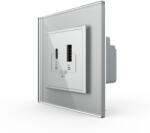 LIVOLO Priza USB-A + USB-C cu Rama Din Sticla LIVOLO - Serie Noua - culoare gri