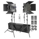 Neewer Kit de 2 panouri Neewer Bi Color 480 LED, trepiezi 200 cm, 4 baterii si 4 incarcatori, telecomanda, geanta transport