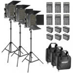 Neewer Kit 3 Panouri Neweer 480 LED, trepiezi 200 cm, 6 baterii si 6 incarcatori, cabluri alimentare, gentute transport