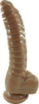Guilty Toys Dildo Extra Ribs cu Ventuza, PVC, Caramel, 22 cm, Guilty Toys Dildo