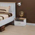  Éjjeliszekrény, tároló fiókokkal PEGASUS, fehér-tölgy