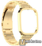  Okosóra fém szíj / fém tok (bumper) - rozsdamentes acél, csatos - ARANY - 242mm hosszú - Xiaomi Mi Watch Lite 3 / Redmi Watch 3 / Redmi Band 3
