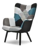 VOX bútor NURIA steppelt skandináv fotel patchwork 4-fekete