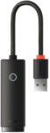 Baseus ADAPTOR RETEA Baseus Lite, USB 2.0 to RJ-45 10/100 Mbps Adapter, LED, negru "WKQX000001" - 6932172606022 (WKQX000001)