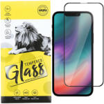 Apple 13 / 13 Pro / 14 / 16e üvegfólia, tempered glass, előlapi, 9D, edzett, hajlított, fekete kerettel