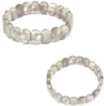  Bratara din Cuart Gri Natural - Diametru 58 mm - Ovala Fatetata 10x14 mm - 1 Buc