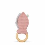 GRUNSPECHT Jucarie cu inel de prindere din lemn si urechi din material textil, roz, gruenspecht 571-v2 (571-V2) - bekid