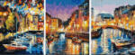 Ipicasso Set 3 picturi pe numere, cu sasiu, Canale Venetiene, 50x120 cm (PC34050023) Carte de colorat