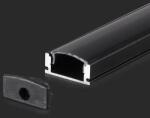 V-TAC Alumínium profil (Fekete) - Falon kívüli - Fekete fedlappal - 2000 x 17.4 x 7 mm - 2873