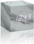 Gingko Сив будилник в мраморен декор с бял LED дисплей Часовник Cube Click - Gingko (GK08W5) Будилник