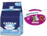 CATSAN Catsan 15% reducere! 18 l Hygiene Plus Așternut + 60/80 g Whiskas snackuri - (18 l) Dentabites Pui (40 g)