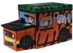 4-Home Cutie depozitare cu șezut Safari bus portocaliu, pentru copii, 55 x 26 x 31 cm