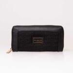 Heavy Tools fekete körbe cipzáros női textil / műbőr pénztárca entra black