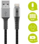 Goobay USB - Lightning flexibilis textil adat- és töltő kábel, 1m, asztroszürke-ezüst (49268)