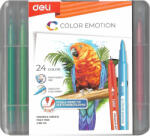 Deli Carioci pensula cu doua capete, 24 culori/set, DELI Color Emotion