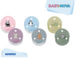 Baby-Nova Suzete rotunde cu inel decorate multicolore + steribox, 2 buc, Baby Nova