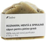 SABIO Săpun natural pentru pielea grasă cu rozmarin, mentă și spirulina, 130 g, Sabio