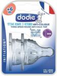 DODIE Set 2 tetine din silicon cu gat larg pentru initiere anti-colici, Debit 3, +6 luni, Dodie