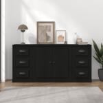 vidaXL Servante, 3 piese, negru, lemn prelucrat (3185232) Comoda
