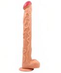 STD Dildo Long D cu Ventuza, PVC, Natural, 41.5 cm Dildo