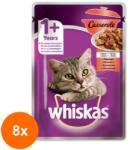 Whiskas Set 8 x Hrana Umeda pentru Pisici Whiskas Casserole Adult, cu Carne de Vita, Plic, 85 g (FXE-8xEXF-TD-EXF9000)