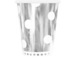  B&C Polka Dots Silver, Ezüst papír pohár 6 db-os 266 ml (MLG128178)