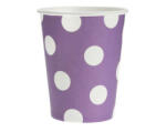  Purple Polka Dots, Lila papír pohár 6 db-os 270 ml (MLG678021)