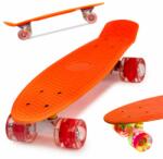 AVEX Skateboard Penny Board pentru copii cu roti din cauciuc, iluminate LED, culoare Orange (AVX-KX5375_4) Skateboard