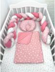 Deseda Lenjerie de pat 120x60 cm cu aparatoare împletită 180 cm Mix Stelute Roz (4693) Lenjerii de pat bebelusi‎, patura bebelusi